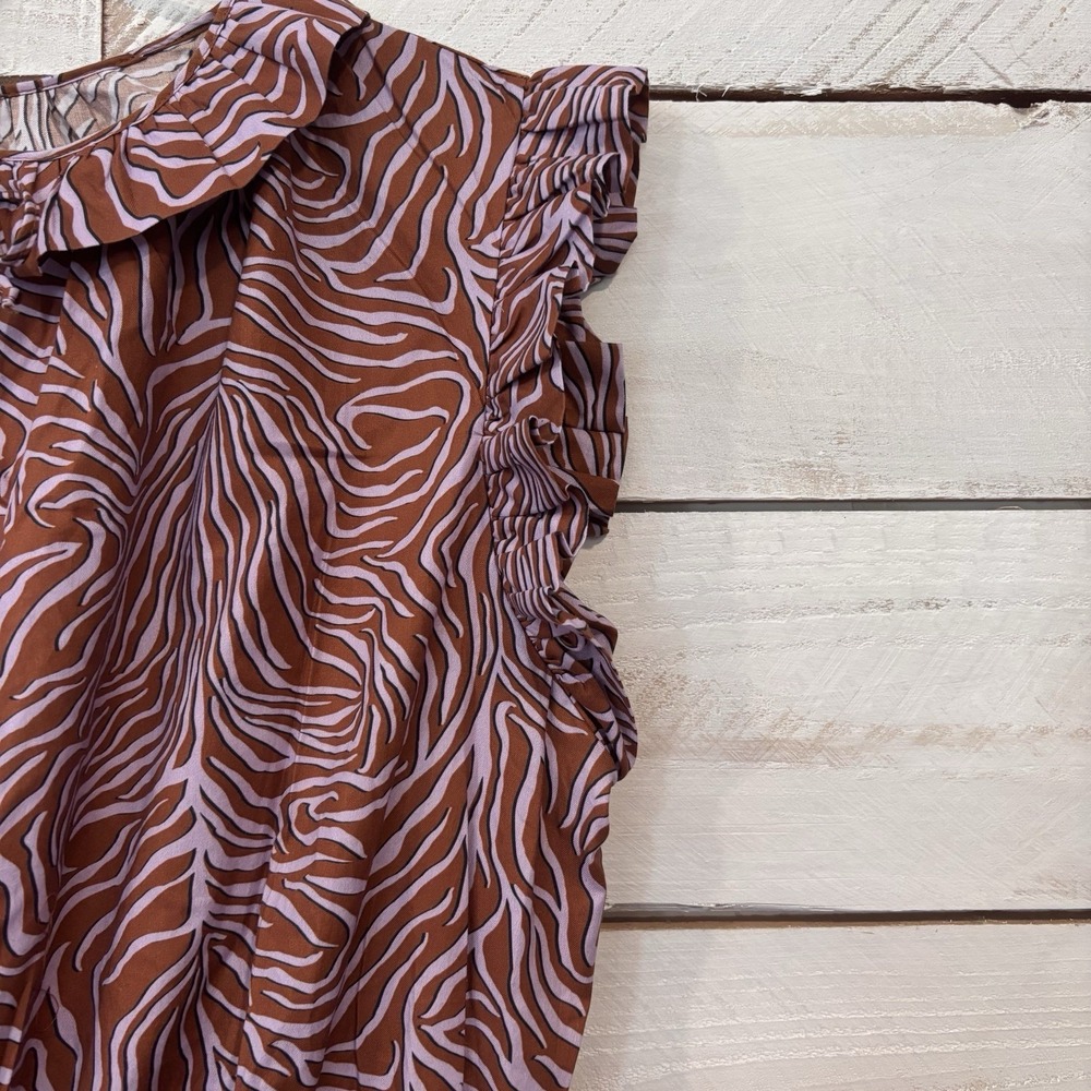 New Tucker NYC Dani Dress Hear Me Roar MIDI Animal/zebra Print Cotton Sz Lg  NWT - Picture 7 of 7